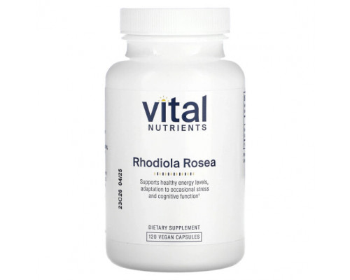 Растительные экстракты и настойки Vital Nutrients, Родиола розовая, 120 веганских капсул Растительные экстракты и настойки Vital Nutrients, Родиола розовая, 120 веганских капсул