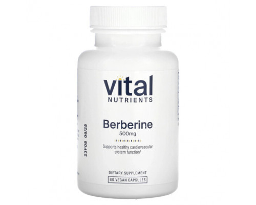 Фрукты и ягоды Vital Nutrients, Берберин, 500 мг, 60 веганских капсул Фрукты и ягоды Vital Nutrients, Берберин, 500 мг, 60 веганских капсул