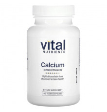 Кальций Vital Nutrients, Кальций (цитрат / малат), 100 веганских капсул