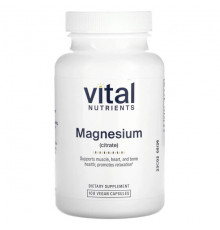 Магний Vital Nutrients, Магний (цитрат), 100 веганских капсул