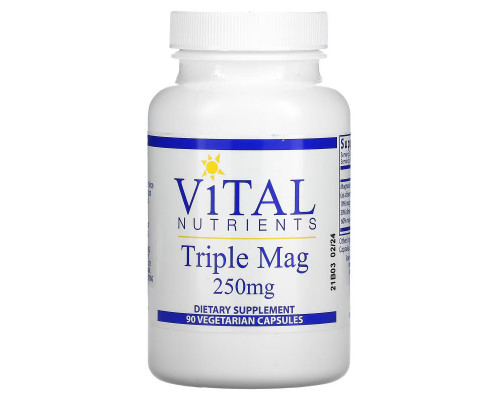 Vital Nutrients, Triple Mag, 250 mg, 90 Vegetarian Capsules Vital Nutrients, Triple Mag, 250 mg, 90 Vegetarian Capsules