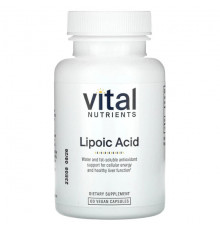 Антиоксиданты Vital Nutrients, Липоевая кислота, 60 веганских капсул