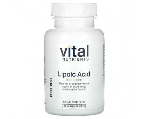 Антиоксиданты Vital Nutrients, Липоевая кислота, 60 веганских капсул Антиоксиданты Vital Nutrients, Липоевая кислота, 60 веганских капсул