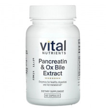 Пищеварительные ферменты Vital Nutrients, Панкреатин и экстракт бычьей желчи, 60 капсул