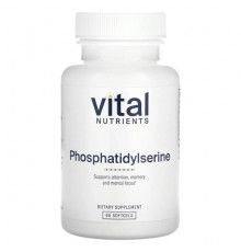 Улучшение памяти и работы мозга Vital Nutrients, Фосфатидилсерин, 60 мягких таблеток