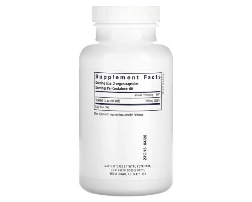 Витамин C Vital Nutrients, Витамин C, 120 веганских капсул Витамин C Vital Nutrients, Витамин C, 120 веганских капсул