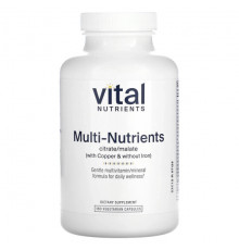 Витаминно-минеральные комплексы Vital Nutrients, Мульти питательные вещества цитрат / малат (с медью и без железа), 180 вегетарианских капсул