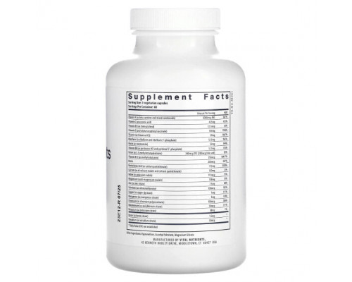 Витаминно-минеральные комплексы Vital Nutrients, Мульти питательные вещества цитрат / малат (с медью и без железа), 180 вегетарианских капсул Витаминно-минеральные комплексы Vital Nutrients, Мульти питательные вещества цитрат / малат (с медью и без железа), 180 вегетарианских капсул