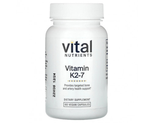 Витамин К Vital Nutrients, Витамин K2-7`` 60 веганских капсул Витамин К Vital Nutrients, Витамин K2-7`` 60 веганских капсул