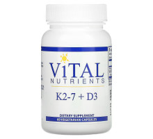Vital Nutrients, K2-7 + D3, 60 вегетарианских капсул