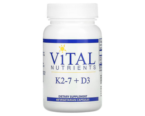 Vital Nutrients, K2-7 + D3, 60 вегетарианских капсул Vital Nutrients, K2-7 + D3, 60 вегетарианских капсул