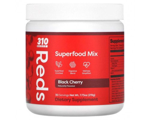 Суперфуды 310 Nutrition, Reds, смесь суперфудов, черная вишня, 219 г (7,73 унции) Суперфуды 310 Nutrition, Reds, смесь суперфудов, черная вишня, 219 г (7,73 унции)