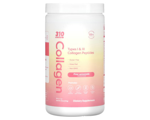 310 Nutrition, Collagen, Types I & III Collagen Peptides, Pink Lemonade, 13.1 oz (372 g) 310 Nutrition, Collagen, Types I & III Collagen Peptides, Pink Lemonade, 13.1 oz (372 g)