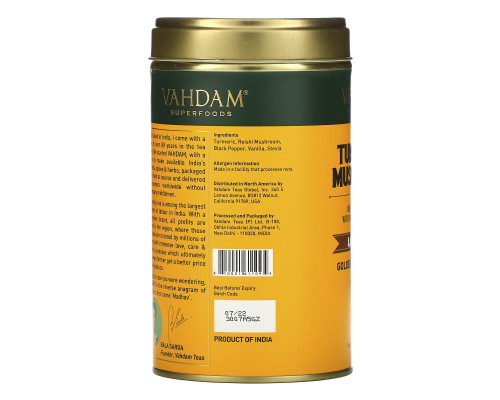 Vahdam Teas, Latte Mix, Turmeric Mushroom, 3.53 oz (100 g) Vahdam Teas, Latte Mix, Turmeric Mushroom, 3.53 oz (100 g)