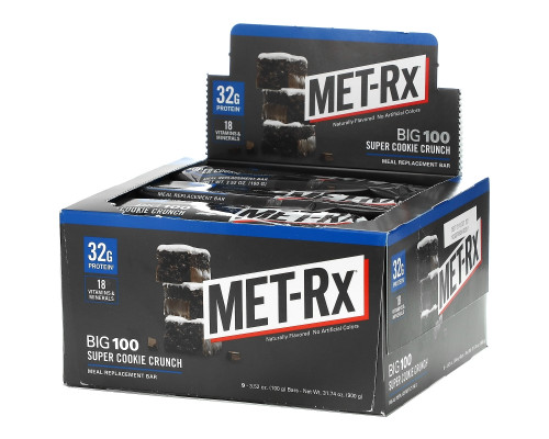 MET-Rx, Big 100, Батончик Вместо Еды, Хрустящее Супер Печенье, 9 Батончиков, по 3,52 унции (100 г) каждый MET-Rx, Big 100, Батончик Вместо Еды, Хрустящее Супер Печенье, 9 Батончиков, по 3,52 унции (100 г) каждый