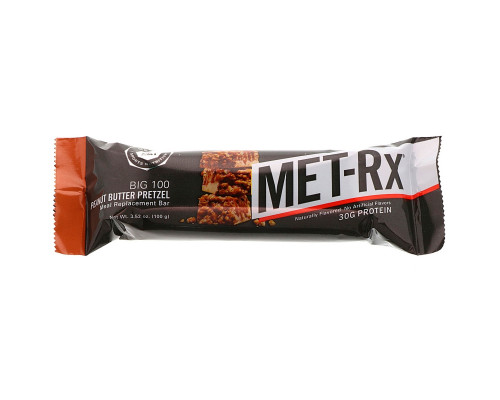 MET-Rx, Big 100, Батончик Вместо Еды, Крендель с Арахисовым Маслом , 9 батончиков, по 3,52 унции (100 г) каждый MET-Rx, Big 100, Батончик Вместо Еды, Крендель с Арахисовым Маслом , 9 батончиков, по 3,52 унции (100 г) каждый