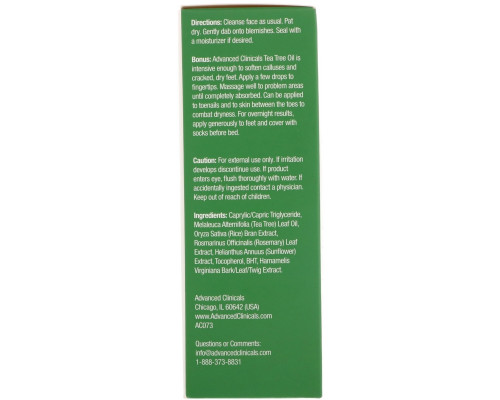 Advanced Clinicals, Tea Tree Oil, 1.8 fl oz (53 ml) Advanced Clinicals, Tea Tree Oil, 1.8 fl oz (53 ml)