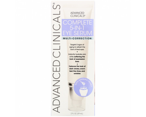 Advanced Clinicals, Complete 5-in-1 Eye Serum, Multi-Correction, 2 fl oz (59 ml) Advanced Clinicals, Complete 5-in-1 Eye Serum, Multi-Correction, 2 fl oz (59 ml)