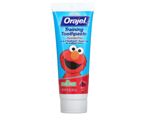 Orajel, Sesame Street Training Toothpaste, Flouride-Free, Berry Fun, 1.5 oz (42.5 g) Orajel, Sesame Street Training Toothpaste, Flouride-Free, Berry Fun, 1.5 oz (42.5 g)