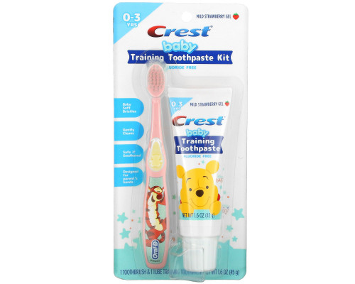 Crest, Baby Training Toothpaste Kit, Soft, 0-3 Years, Winnie the Pooh, Mild Strawberry, 1 Kit Crest, Baby Training Toothpaste Kit, Soft, 0-3 Years, Winnie the Pooh, Mild Strawberry, 1 Kit
