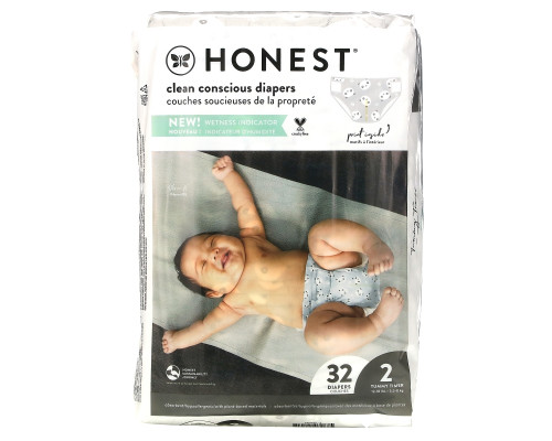 The Honest Company, Honest Diapers, Size 2, 12 - 18 Pounds, Pandas, 32 Diapers The Honest Company, Honest Diapers, Size 2, 12 - 18 Pounds, Pandas, 32 Diapers