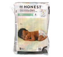 The Honest Company, Honest Diapers, Super-Soft Liner, Newborn, Rose Blossom, Up to 10 Pounds, 32 Diapers