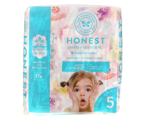 The Honest Company, Honest Diapers, Size 5, 27+ Pounds, Rose Blossom, 20 Diapers The Honest Company, Honest Diapers, Size 5, 27+ Pounds, Rose Blossom, 20 Diapers
