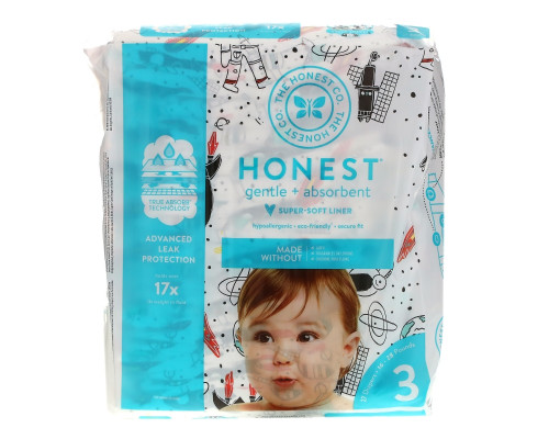 The Honest Company, Honest Diapers, Size 3, 16-28 Pounds, Space Travel, 27 Diapers The Honest Company, Honest Diapers, Size 3, 16-28 Pounds, Space Travel, 27 Diapers