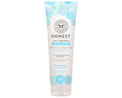 The Honest Company, Purely Sensitive, Face + Body Lotion, Fragrance Free, 8.5 fl oz (250 ml) The Honest Company, Purely Sensitive, Face + Body Lotion, Fragrance Free, 8.5 fl oz (250 ml)