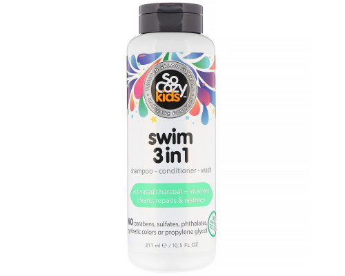 SoCozy, Kids, Swim 3 in 1, шампунь + кондиционер + гель для душа, 311 мл SoCozy, Kids, Swim 3 in 1, шампунь + кондиционер + гель для душа, 311 мл