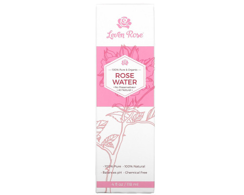 Leven Rose, 100% чистая органическая розовая вода, 4 жидких унции (118 мл) Leven Rose, 100% чистая органическая розовая вода, 4 жидких унции (118 мл)