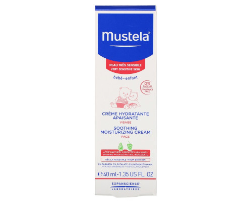 Mustela, Baby, Soothing Moisturizing Face Cream, 1.35 fl oz (40 ml) Mustela, Baby, Soothing Moisturizing Face Cream, 1.35 fl oz (40 ml)