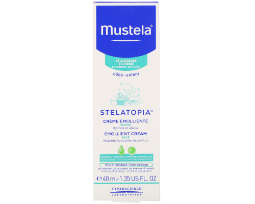 Mustela, Baby, Stelatopia Emollient Face Cream, 1.35 fl oz (40 ml) Mustela, Baby, Stelatopia Emollient Face Cream, 1.35 fl oz (40 ml)