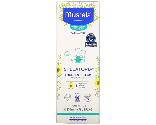 Mustela, Stelatopia, Emollient Cream with Sunflower, Fragrance Free, 6.76 fl oz (200 ml) Mustela, Stelatopia, Emollient Cream with Sunflower, Fragrance Free, 6.76 fl oz (200 ml)
