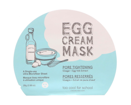 Too Cool for School, Egg Cream Mask, Pore Tightening, 1 Sheet, 0.98 oz (28 g) Too Cool for School, Egg Cream Mask, Pore Tightening, 1 Sheet, 0.98 oz (28 g)