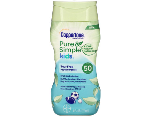 Coppertone, Kids, Pure & Simple, Sunscreen Lotion, SPF 50, 6 fl oz (177 ml) Coppertone, Kids, Pure & Simple, Sunscreen Lotion, SPF 50, 6 fl oz (177 ml)