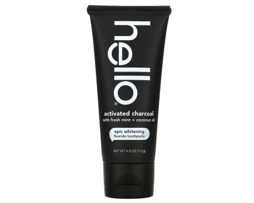 Hello, Activated Charcoal Epic Whitening Fluoride Toothpaste, 4.0 oz (113 g) Hello, Activated Charcoal Epic Whitening Fluoride Toothpaste, 4.0 oz (113 g)