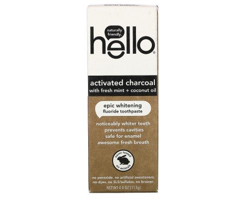Hello, Activated Charcoal Epic Whitening Fluoride Toothpaste, 4.0 oz (113 g) Hello, Activated Charcoal Epic Whitening Fluoride Toothpaste, 4.0 oz (113 g)