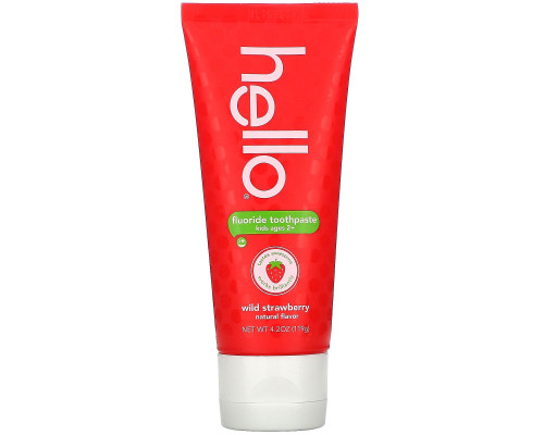 Hello, Kids, Fluoride Toothpaste, Wild Strawberry, 4.2 oz (119 g) Hello, Kids, Fluoride Toothpaste, Wild Strawberry, 4.2 oz (119 g)