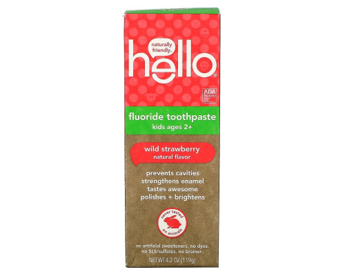 Hello, Kids, Fluoride Toothpaste, Wild Strawberry, 4.2 oz (119 g) Hello, Kids, Fluoride Toothpaste, Wild Strawberry, 4.2 oz (119 g)