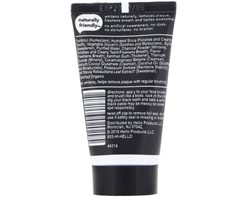 Hello, Fluoride Free Whitening Toothpaste, Activated Charcoal, 1 oz (28.3 g) Hello, Fluoride Free Whitening Toothpaste, Activated Charcoal, 1 oz (28.3 g)