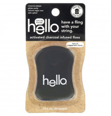 Hello, Activated Charcoal Infused Floss, Natural Peppermint Flavor, 54.6 Yards