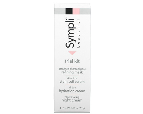 Sympli Beautiful, Sympli Beautiful, набор пробников, 4 продукта, 7,4 мл (0,25 унции) каждый Sympli Beautiful, Sympli Beautiful, набор пробников, 4 продукта, 7,4 мл (0,25 унции) каждый
