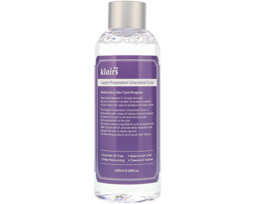 Dear, Klairs, Тоник без запаха Supple Preparation, 6,08 ж. унц. (180 мл) Dear, Klairs, Тоник без запаха Supple Preparation, 6,08 ж. унц. (180 мл)