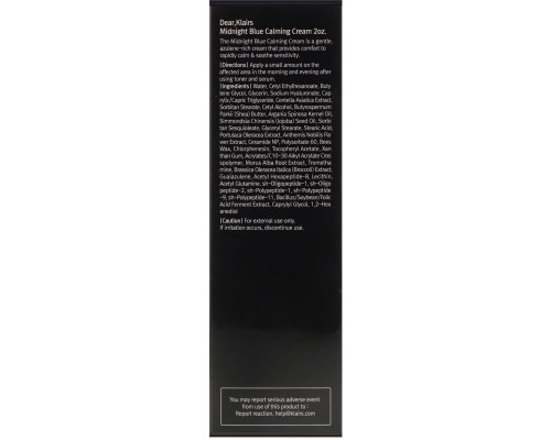 Dear, Klairs, Midnight Blue Calming Cream, 2 oz (60 ml) Dear, Klairs, Midnight Blue Calming Cream, 2 oz (60 ml)