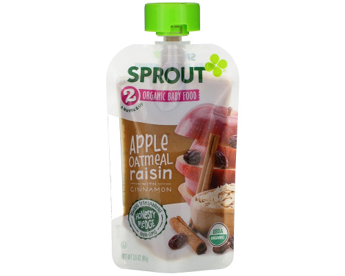 Sprout Organic, Baby Food, 6 Months & Up, Apple Oatmeal Raisin with Cinnamon, 3.5 oz (99 g) Sprout Organic, Baby Food, 6 Months & Up, Apple Oatmeal Raisin with Cinnamon, 3.5 oz (99 g)