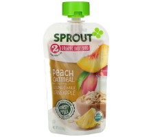Sprout Organic, Baby Food, 6 Months & Up, Peach Oatmeal with Coconut Milk & Pineapple, 3.5 oz (99 g)