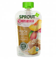 Sprout Organic, Baby Food, 6 Months & Up, Peach Oatmeal with Coconut Milk & Pineapple, 3.5 oz (99 g)