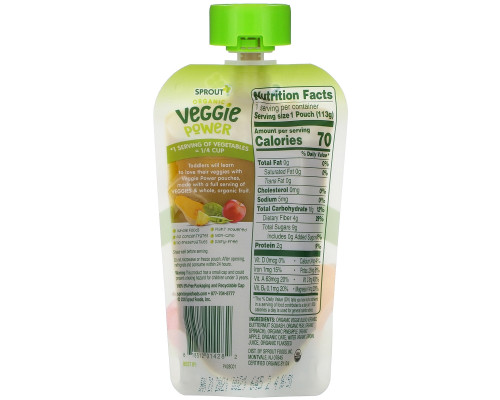 Sprout Organic, Veggie Power, Green Veggies with Pineapple & Apple, 4 oz (113 g) Sprout Organic, Veggie Power, Green Veggies with Pineapple & Apple, 4 oz (113 g)