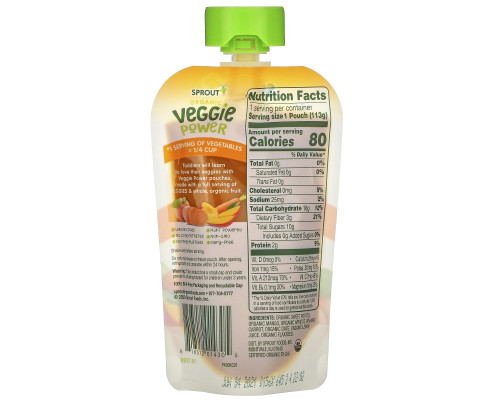 Sprout Organic, Veggie Power, Sweet Potato with Mango, Apricot & Carrot, 4 oz (113 g) Sprout Organic, Veggie Power, Sweet Potato with Mango, Apricot & Carrot, 4 oz (113 g)